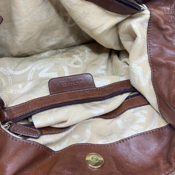 Michael Kors M Tan Brown Interwoven Shoulder Bag - Picture 8 of 11